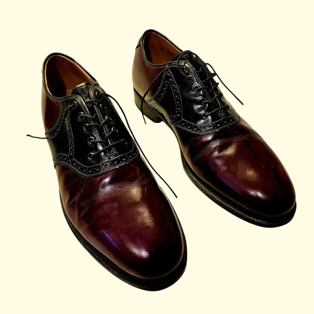 JOHNSTON & MURPHY Passport OXFORDS, SZ 10 D/B, oxblood body/black saddle & heel
